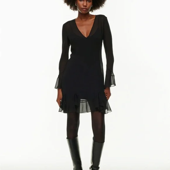 Wilfred Dresses Aritzia Sheer Black Long Sleeve Dress Poshmark